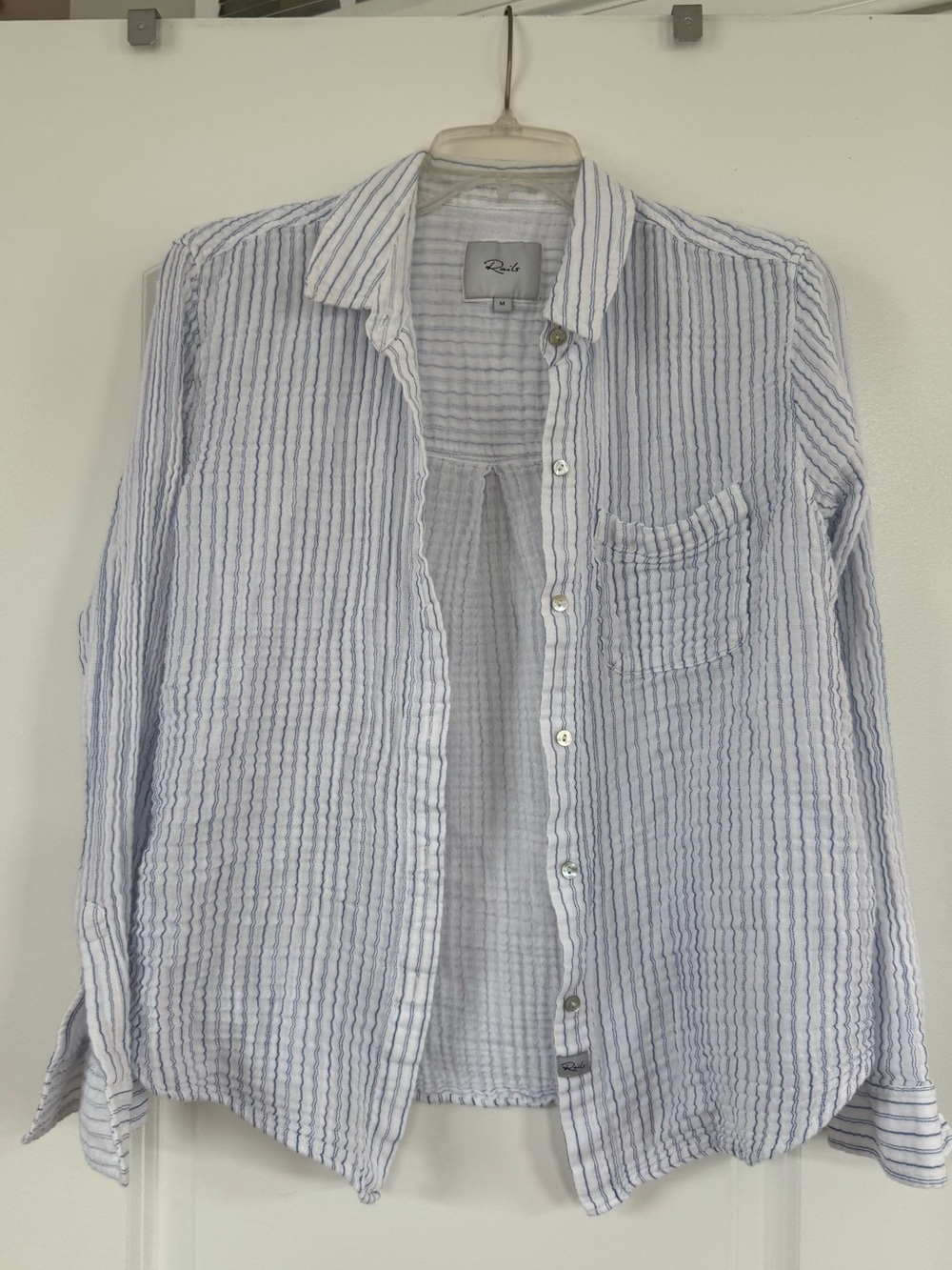 Rails women’s Striped Cotton Shirt - White & Light Blue size medium